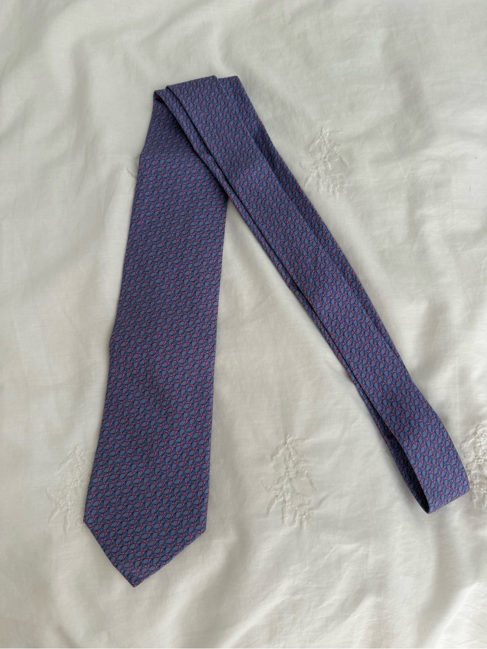 Hermes Purple and Pink Geometric Silk Tie